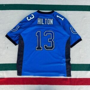 Vintage baggy Nike on field Hilton blue football jersey